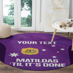 Custom Australia Soccer Round Carpet Matildas Go Champions - Purple