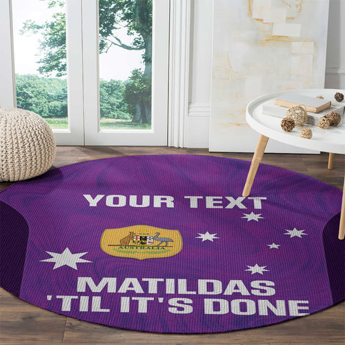 Custom Australia Soccer Round Carpet Matildas Go Champions - Purple