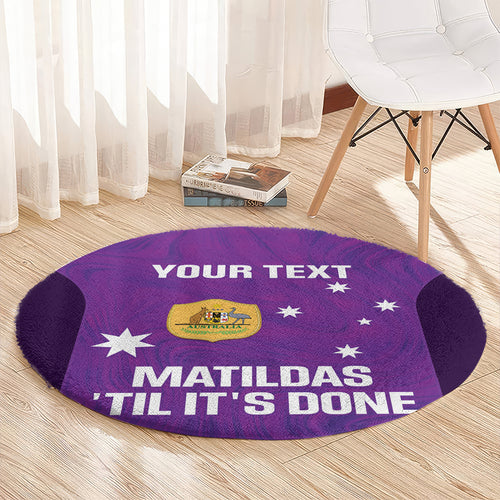 Custom Australia Soccer Round Carpet Matildas Go Champions - Purple