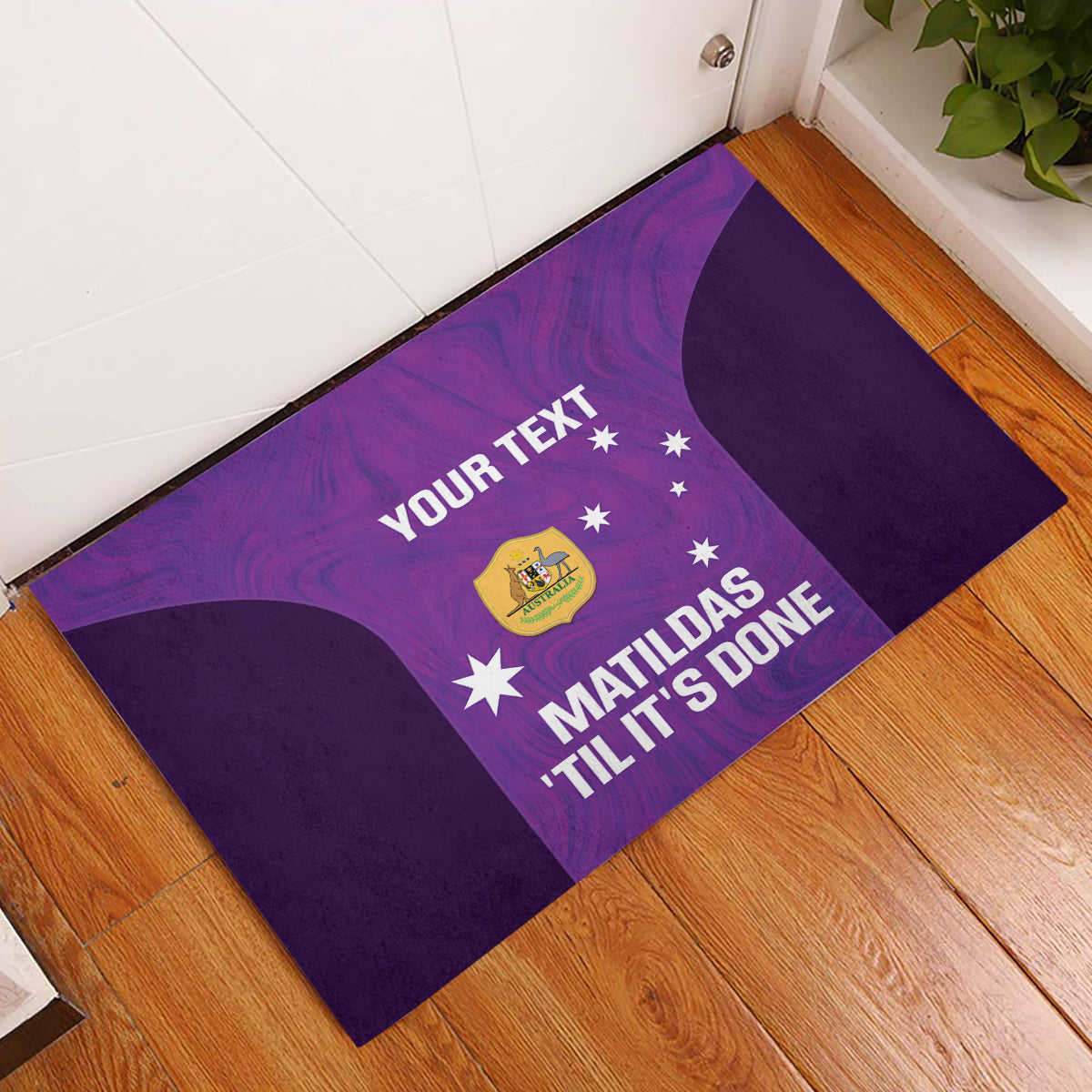 Custom Australia Soccer Rubber Doormat Matildas Go Champions - Purple
