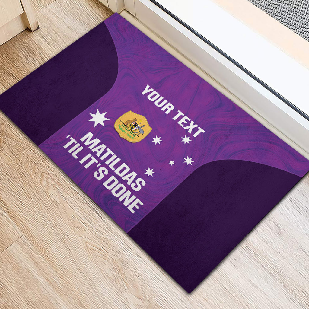 Custom Australia Soccer Rubber Doormat Matildas Go Champions - Purple