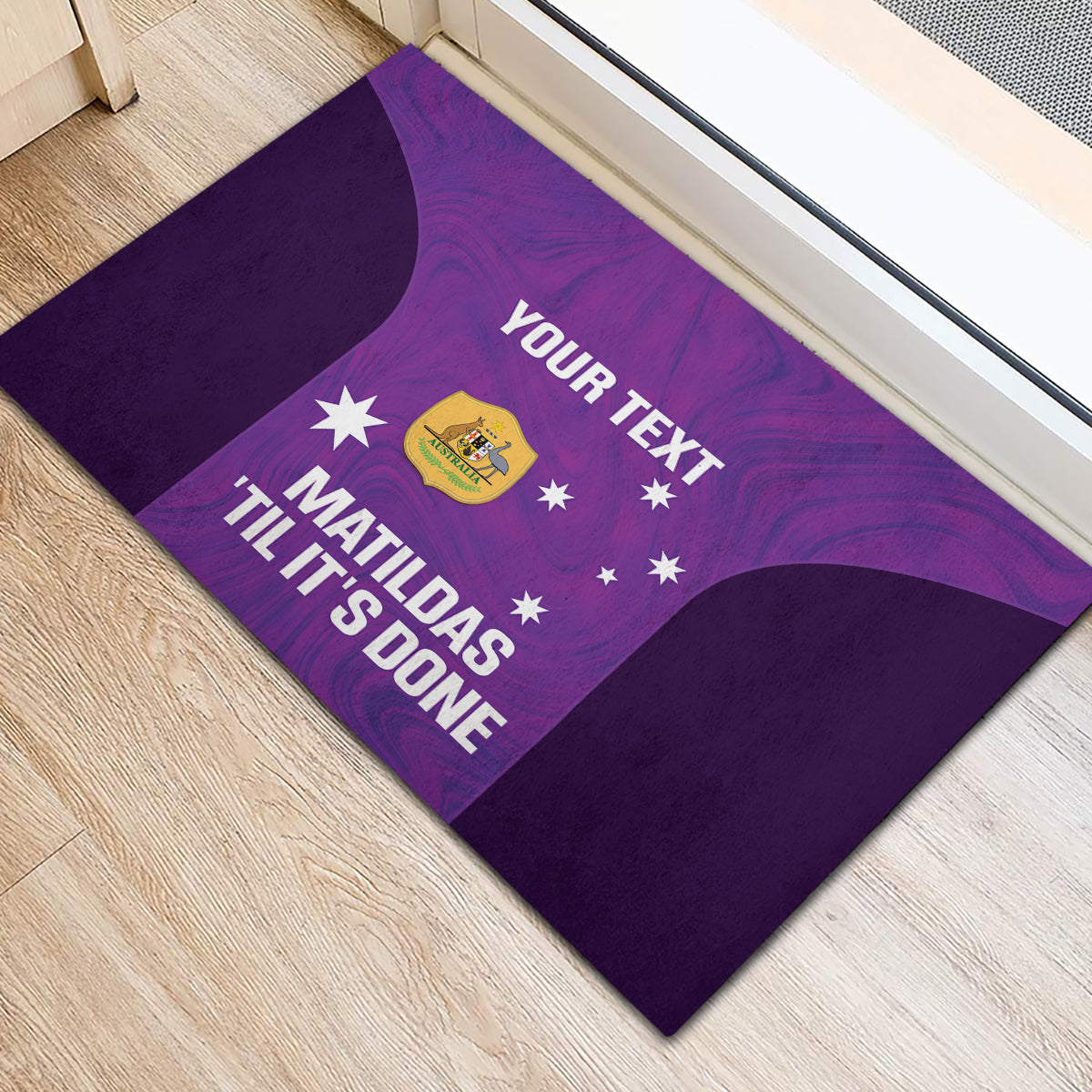 Custom Australia Soccer Rubber Doormat Matildas Go Champions - Purple