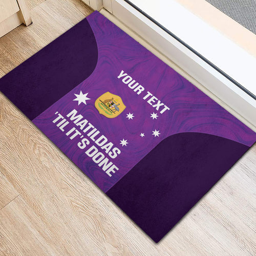 Custom Australia Soccer Rubber Doormat Matildas Go Champions - Purple