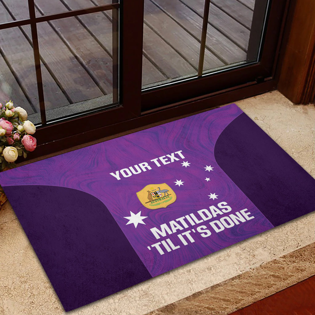 Custom Australia Soccer Rubber Doormat Matildas Go Champions - Purple