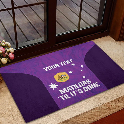 Custom Australia Soccer Rubber Doormat Matildas Go Champions - Purple