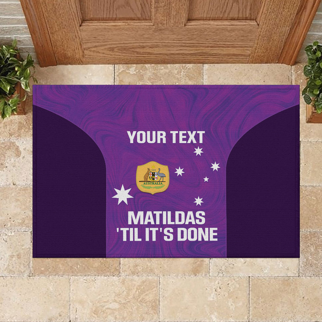 Custom Australia Soccer Rubber Doormat Matildas Go Champions - Purple