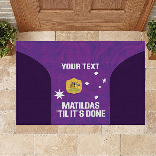 Custom Australia Soccer Rubber Doormat Matildas Go Champions - Purple