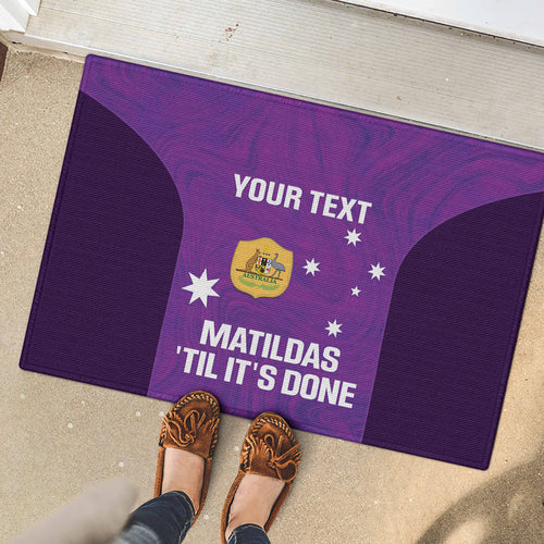 Custom Australia Soccer Rubber Doormat Matildas Go Champions - Purple