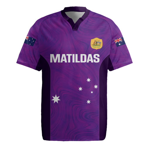 Custom Australia Soccer Rugby Jersey Matildas Go Champions - Purple