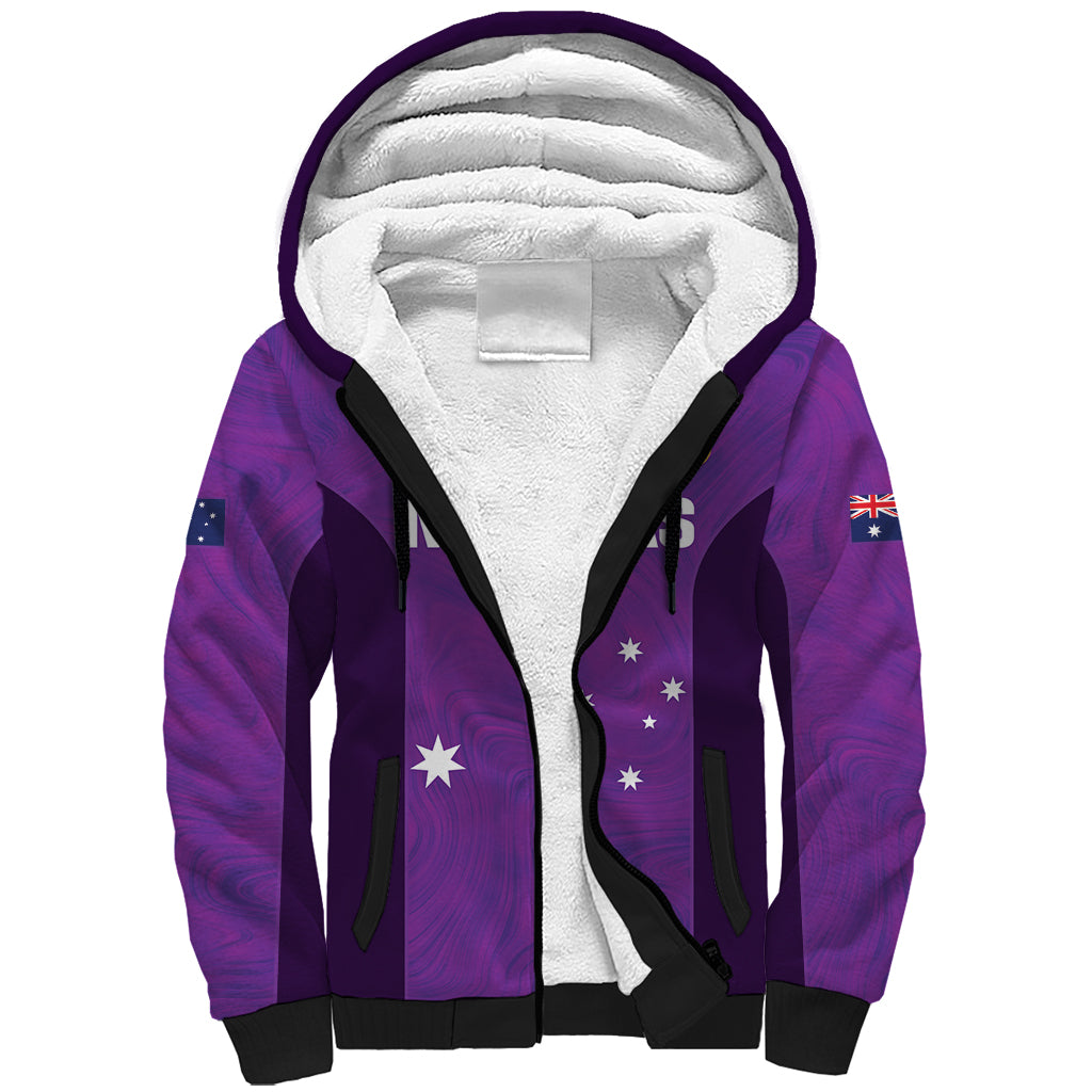 Custom Australia Soccer Sherpa Hoodie Matildas Go Champions - Purple