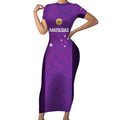 Custom Australia Soccer Short Sleeve Bodycon Dress Matildas Go Champions - Purple