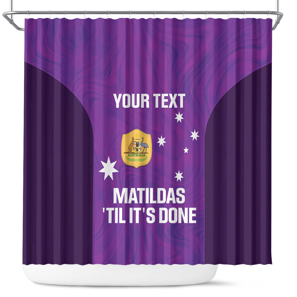 Custom Australia Soccer Shower Curtain Matildas Go Champions - Purple