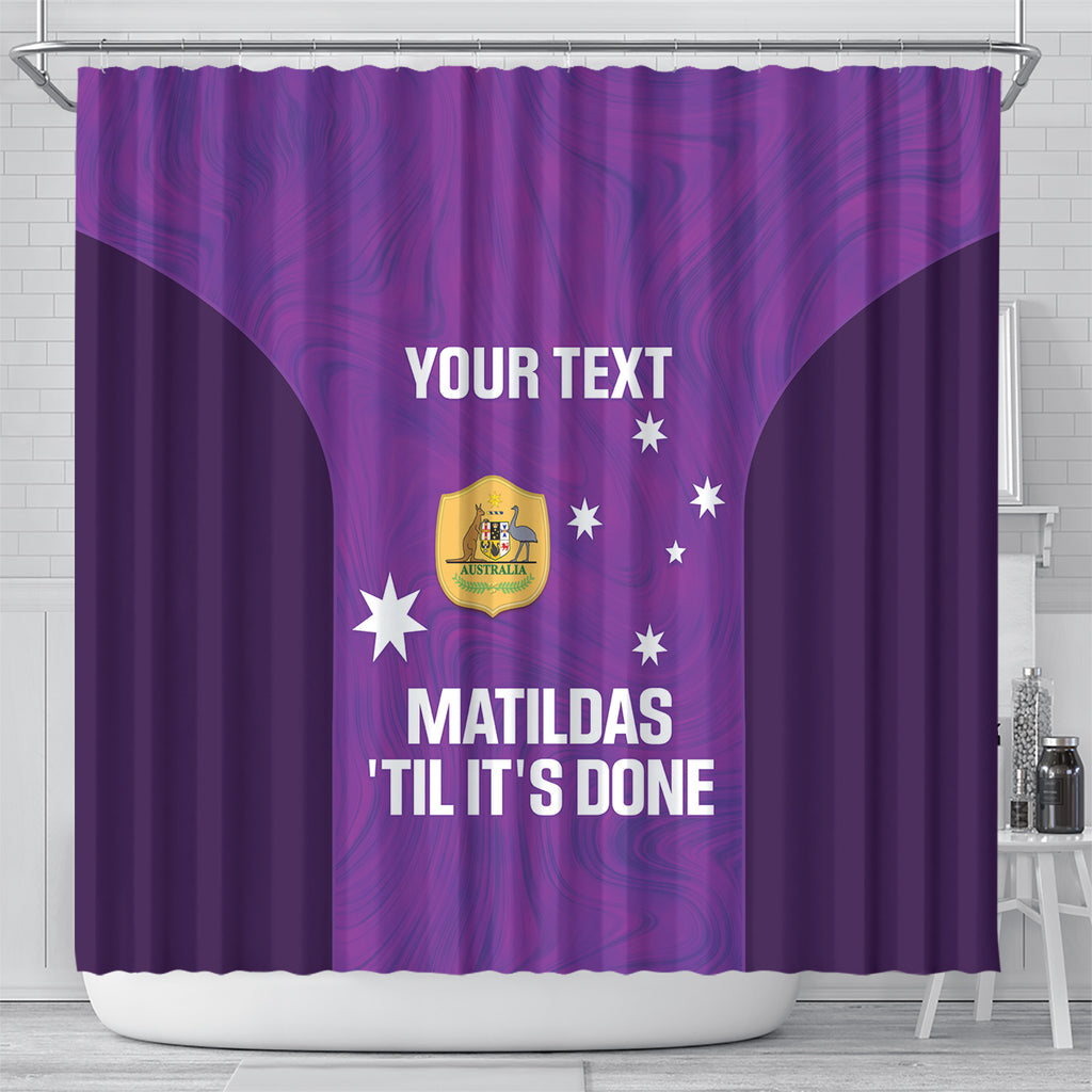 Custom Australia Soccer Shower Curtain Matildas Go Champions - Purple