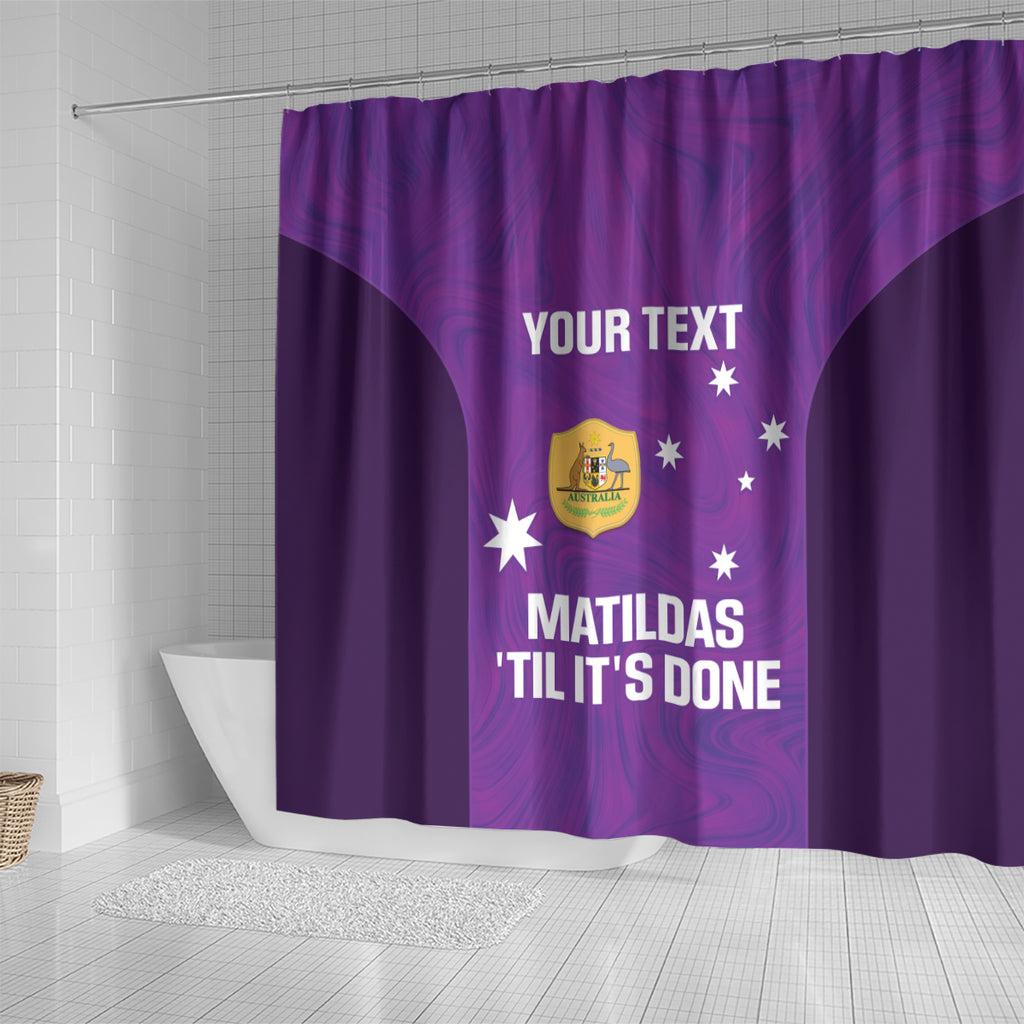 Custom Australia Soccer Shower Curtain Matildas Go Champions - Purple