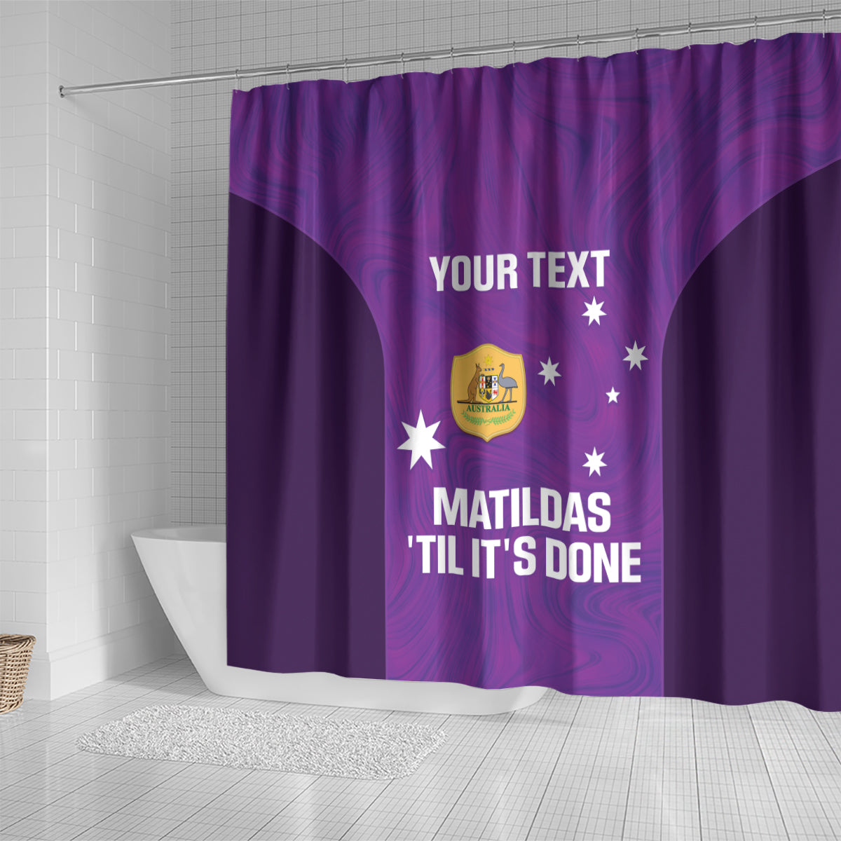 Custom Australia Soccer Shower Curtain Matildas Go Champions - Purple