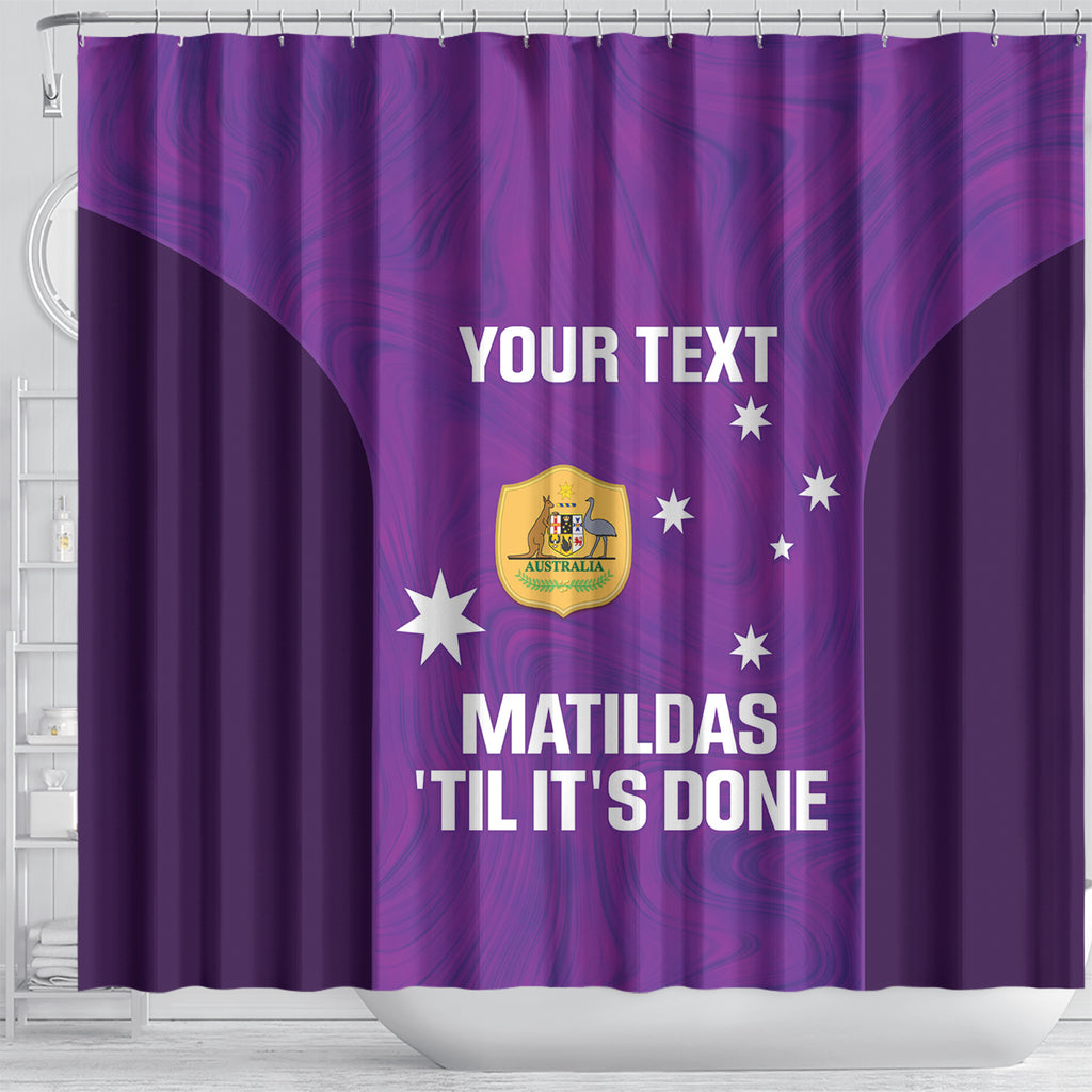 Custom Australia Soccer Shower Curtain Matildas Go Champions - Purple
