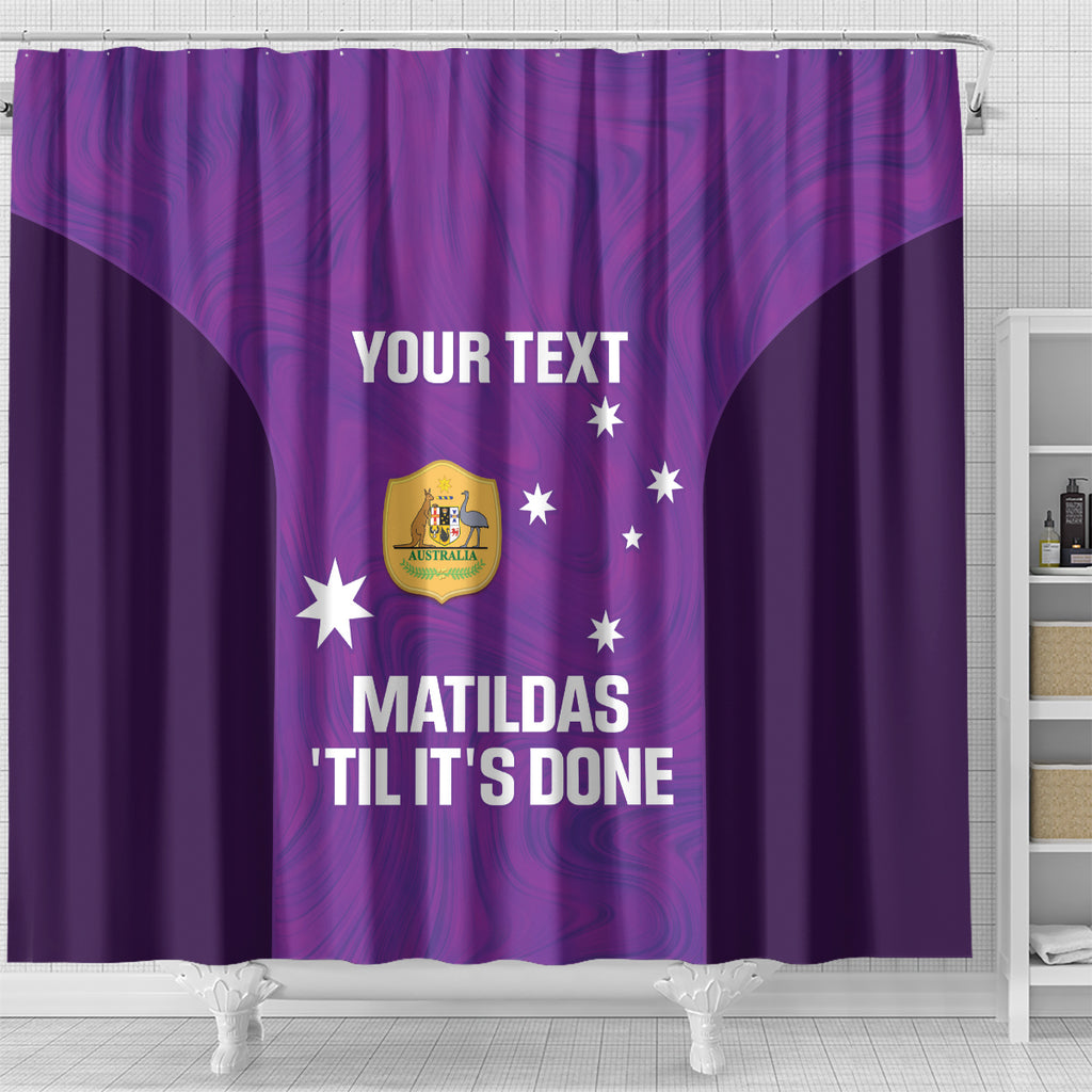 Custom Australia Soccer Shower Curtain Matildas Go Champions - Purple