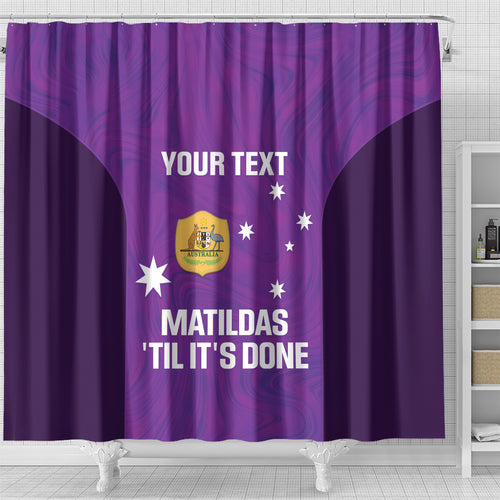 Custom Australia Soccer Shower Curtain Matildas Go Champions - Purple