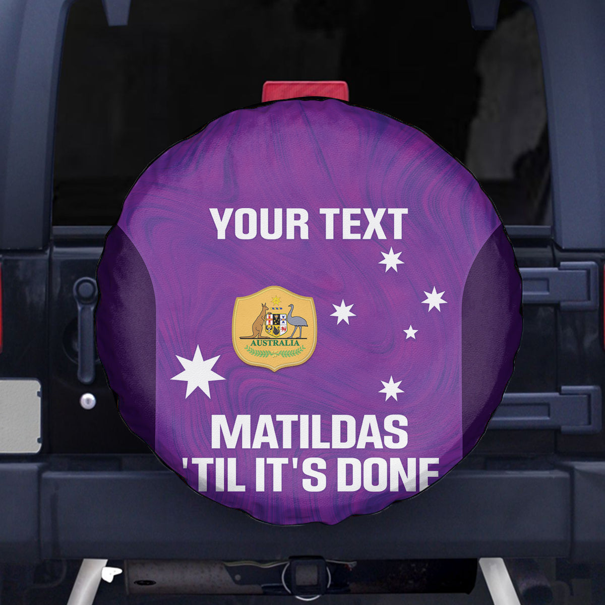 Custom Australia Soccer Spare Tire Cover Matildas Go Champions - Purple