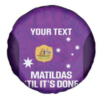 Custom Australia Soccer Spare Tire Cover Matildas Go Champions - Purple