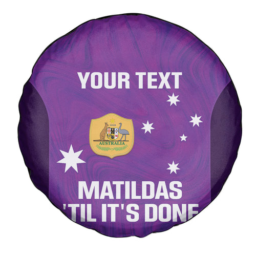 Custom Australia Soccer Spare Tire Cover Matildas Go Champions - Purple