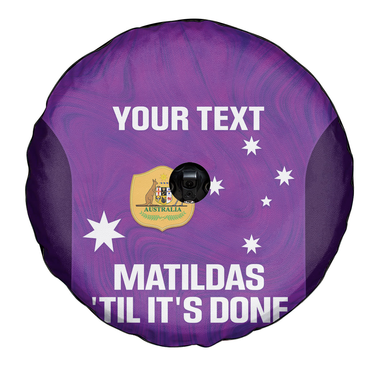 Custom Australia Soccer Spare Tire Cover Matildas Go Champions - Purple
