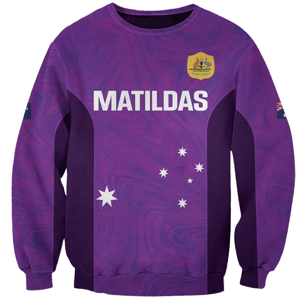 Custom Australia Soccer Sweatshirt Matildas Go Champions - Purple