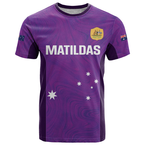 Custom Australia Soccer T Shirt Matildas Go Champions - Purple