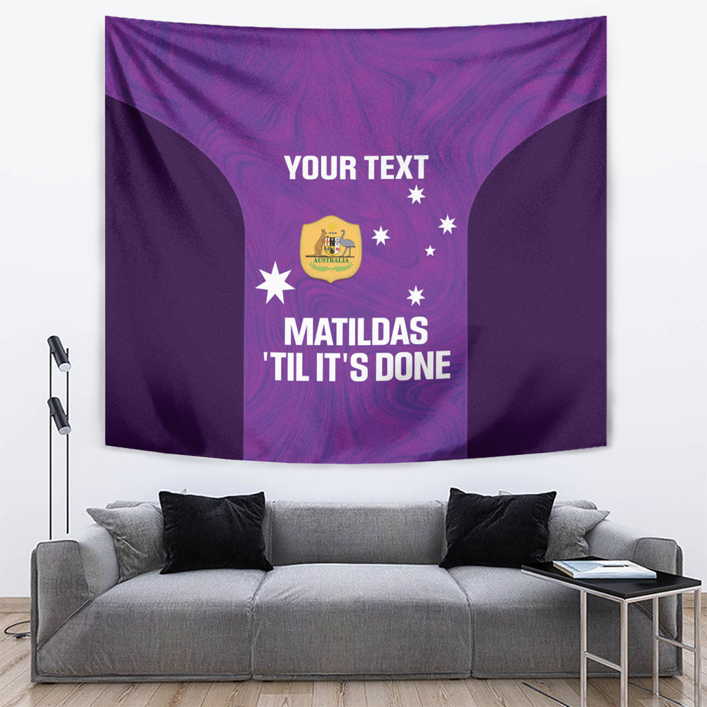 Custom Australia Soccer Tapestry Matildas Go Champions - Purple