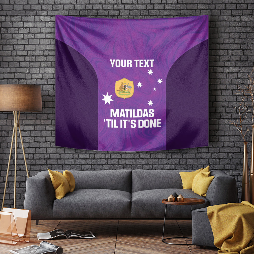 Custom Australia Soccer Tapestry Matildas Go Champions - Purple