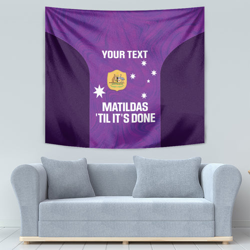 Custom Australia Soccer Tapestry Matildas Go Champions - Purple