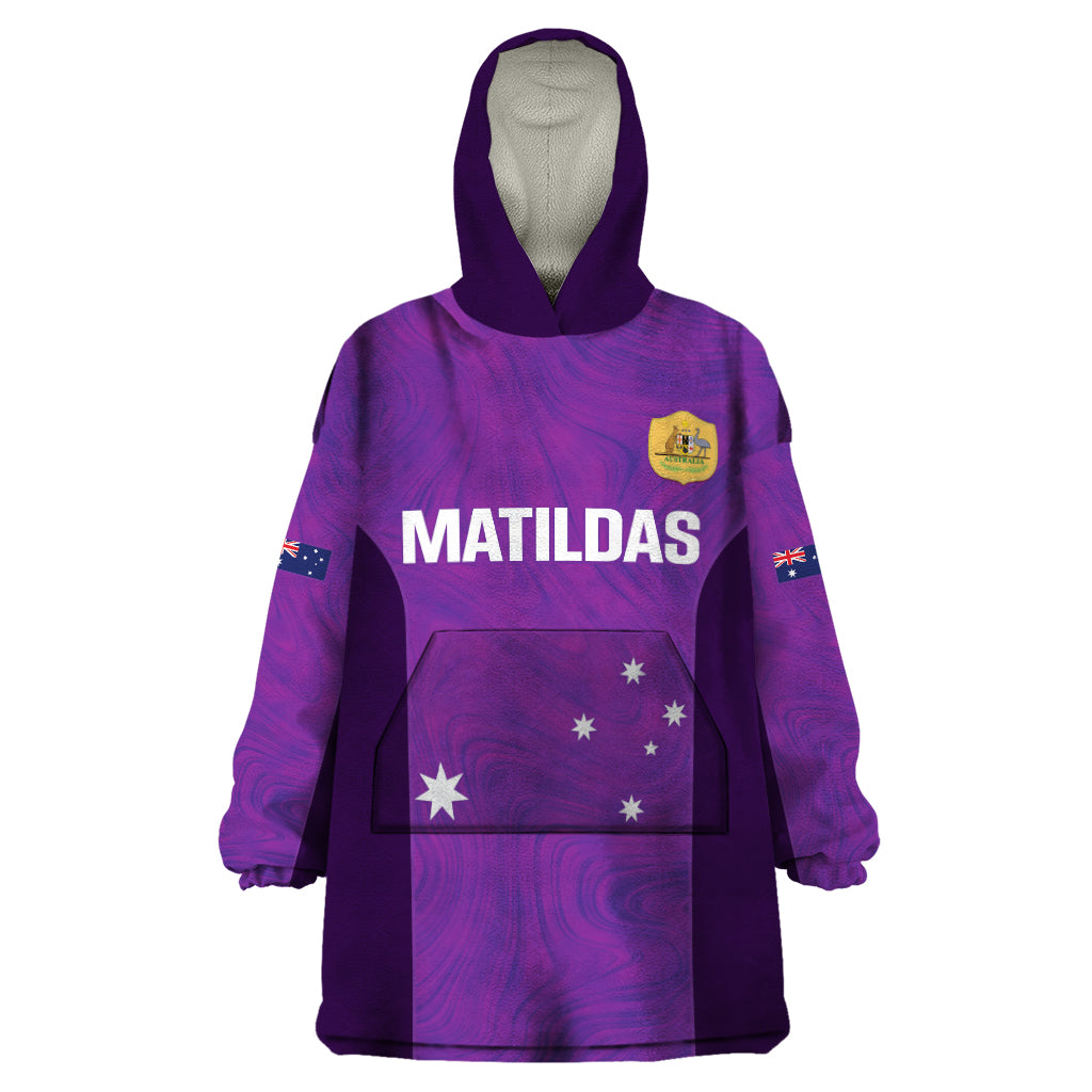 Custom Australia Soccer Wearable Blanket Hoodie Matildas Go Champions - Purple