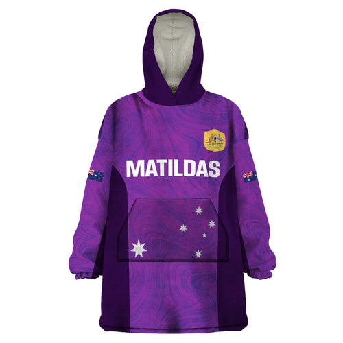 Custom Australia Soccer Wearable Blanket Hoodie Matildas Go Champions - Purple