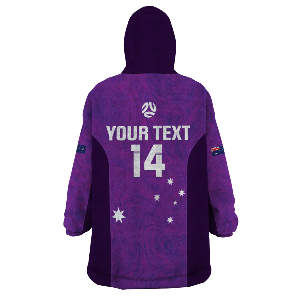 Custom Australia Soccer Wearable Blanket Hoodie Matildas Go Champions - Purple