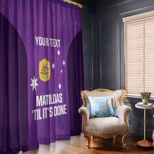 Custom Australia Soccer Window Curtain Matildas Go Champions - Purple