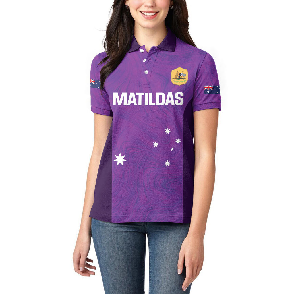 Custom Australia Soccer Women Polo Shirt Matildas Go Champions - Purple