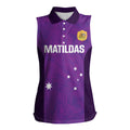 Custom Australia Soccer Women Sleeveless Polo Shirt Matildas Go Champions - Purple