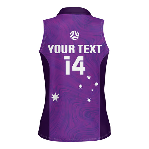 Custom Australia Soccer Women Sleeveless Polo Shirt Matildas Go Champions - Purple