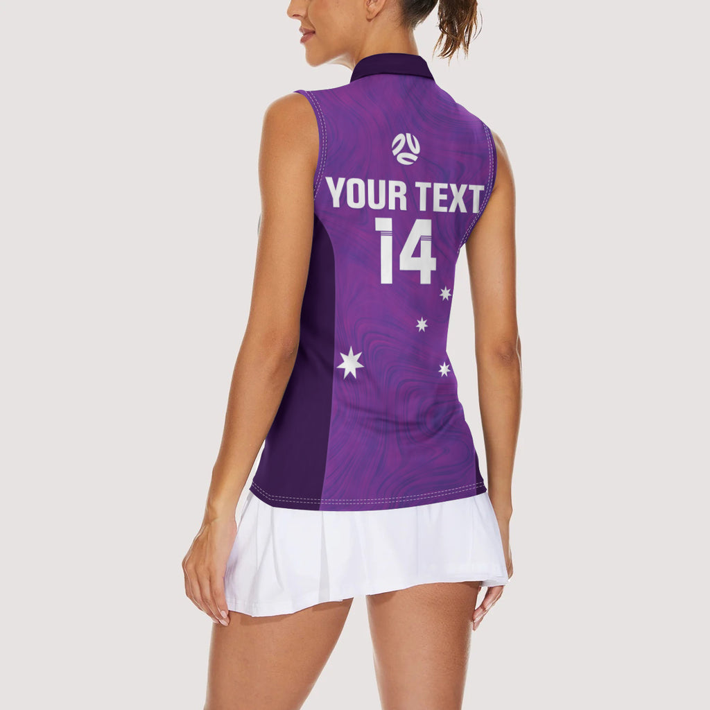 Custom Australia Soccer Women Sleeveless Polo Shirt Matildas Go Champions - Purple