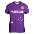 Custom Australia Soccer Women V-Neck T-Shirt Matildas Go Champions - Purple
