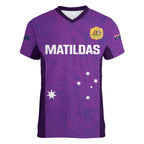 Custom Australia Soccer Women V-Neck T-Shirt Matildas Go Champions - Purple