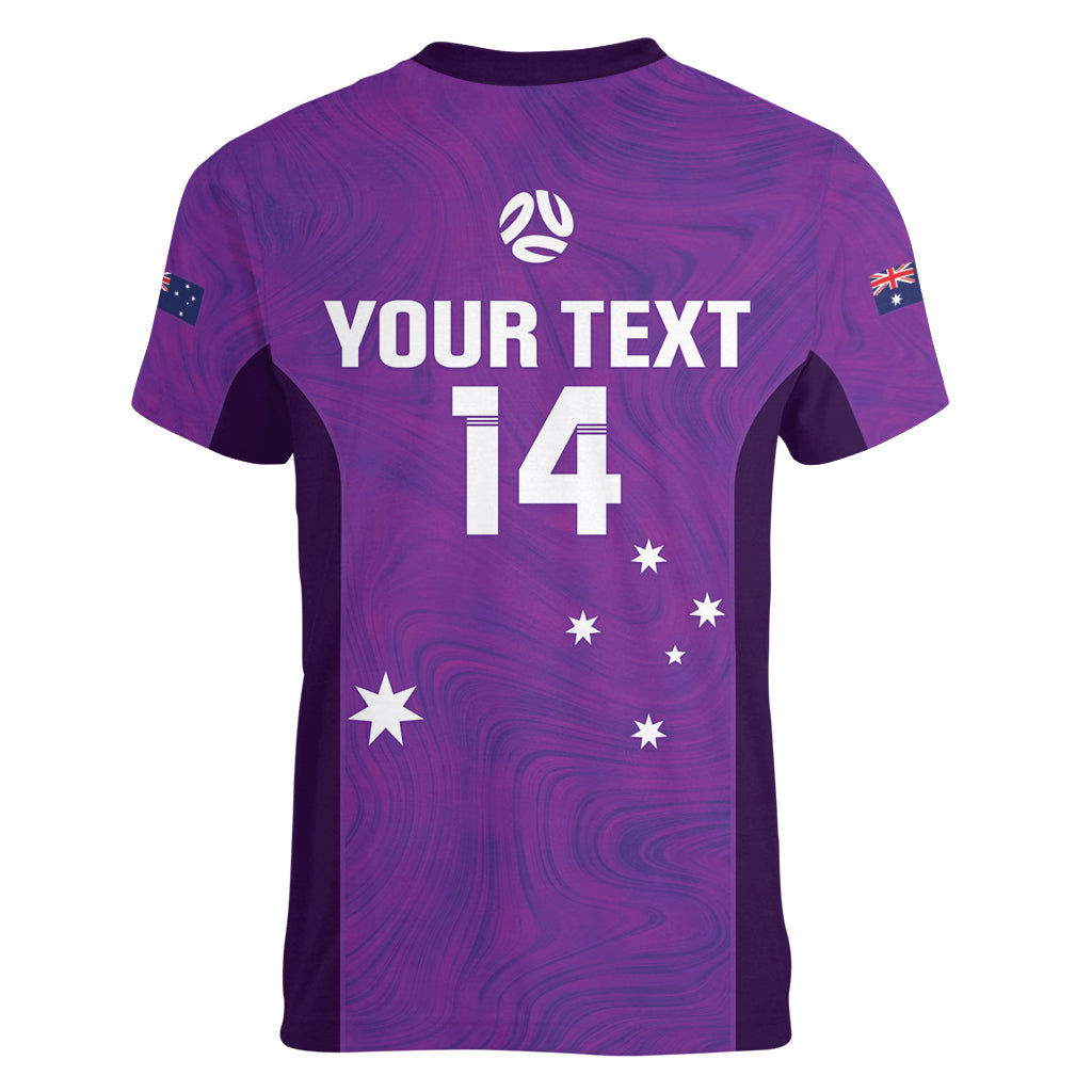 Custom Australia Soccer Women V-Neck T-Shirt Matildas Go Champions - Purple