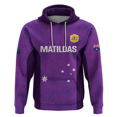 Custom Australia Soccer Zip Hoodie Matildas Go Champions - Purple
