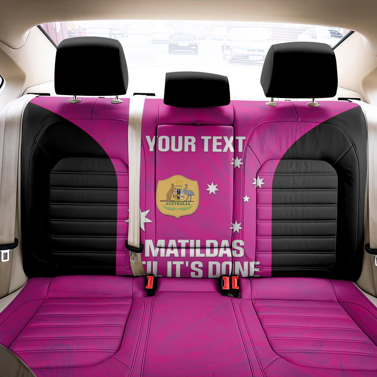 Custom Australia Soccer Back Car Seat Cover Matildas Go Champions - Pink