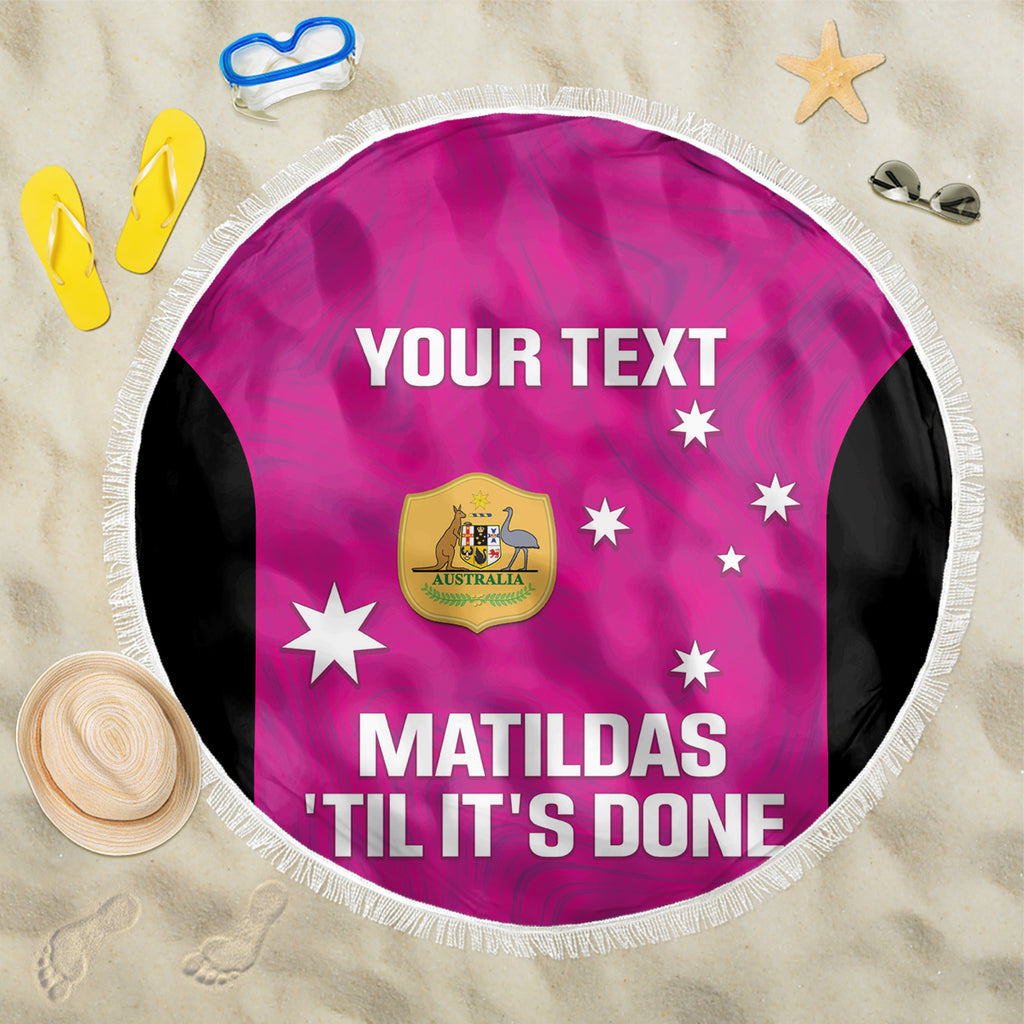 Custom Australia Soccer Beach Blanket Matildas Go Champions - Pink