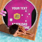 Custom Australia Soccer Beach Blanket Matildas Go Champions - Pink