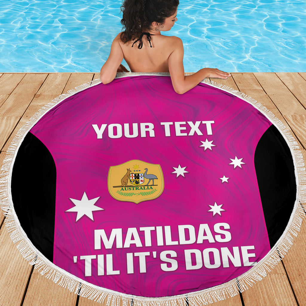 Custom Australia Soccer Beach Blanket Matildas Go Champions - Pink