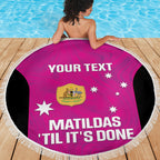 Custom Australia Soccer Beach Blanket Matildas Go Champions - Pink