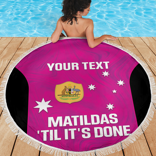 Custom Australia Soccer Beach Blanket Matildas Go Champions - Pink