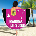 Custom Australia Soccer Beach Blanket Matildas Go Champions - Pink